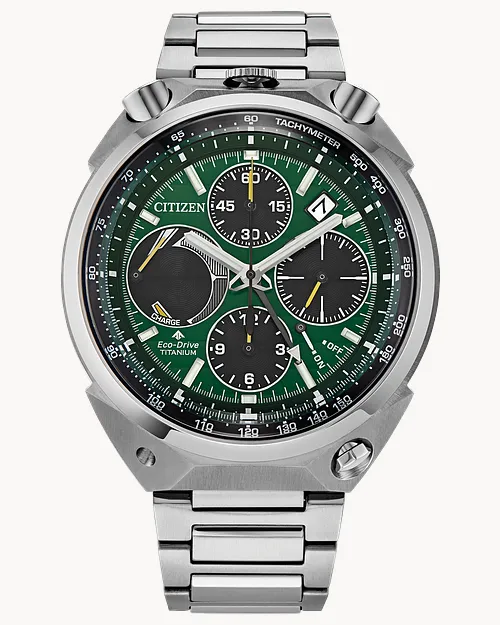 Promaster Tsuno Chrono Racer Green Dial Super Titanium Bracelet Promaster Tsuno Chrono Racer Green Dial Super Titanium Bracelet